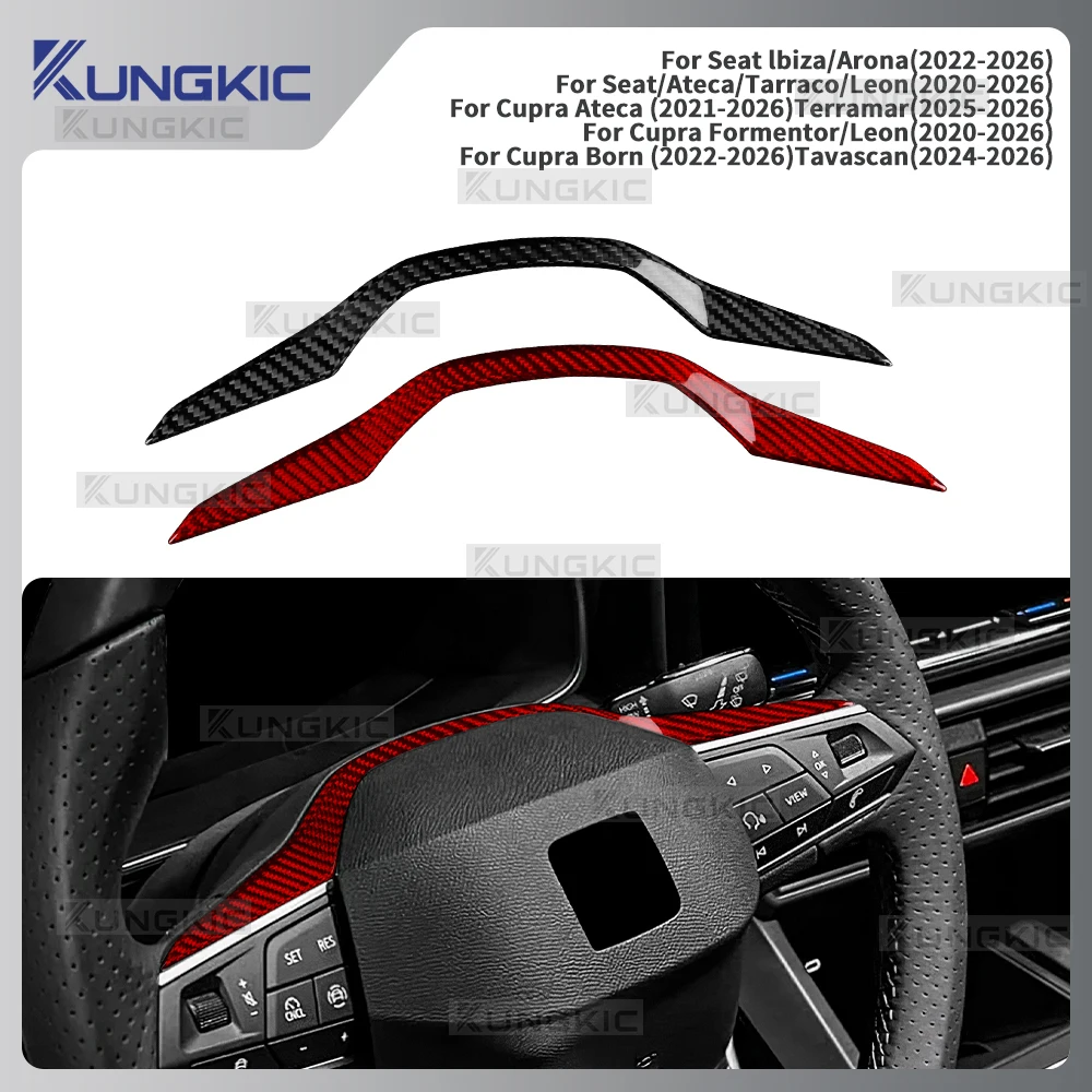 Dry Carbon Fiber Trim For Cupra Formentor/Ateca/Born 2020-2026,Ibiza/Arona/Cupra Born 22-26/Cupra Terramar 25-26 Steering Wheel