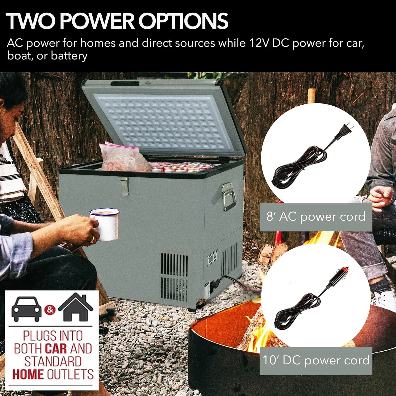 Quart Portable Refrigerator and Deep, AC 110V/ DC 12V, Real Chest Freezer for Car, Home, Camping, and RV with-