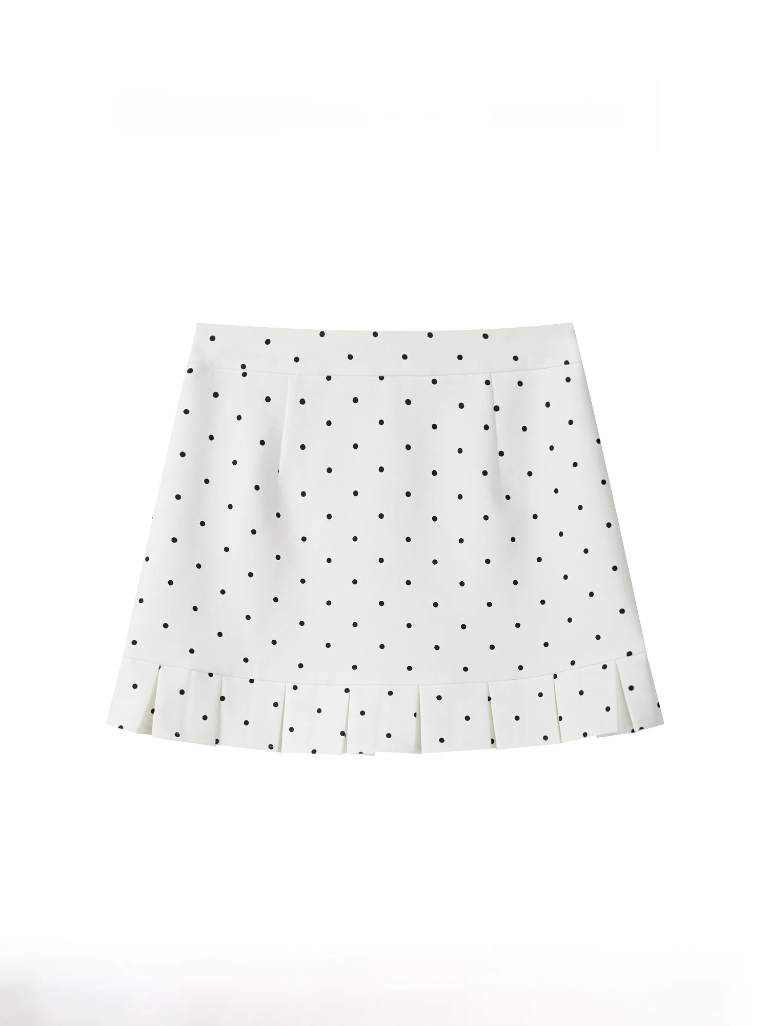 

White Polka Dot High Waist A-Line Skirt Women's Early Autumn Faion Casual Polyester Fiber Skirt for Young Ladies