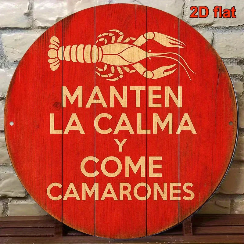 2D Flat - 1pc 2D Flat, 20.32*20.32 cm Round French Aluminum Sign, Vintage Decorative Plaque about 