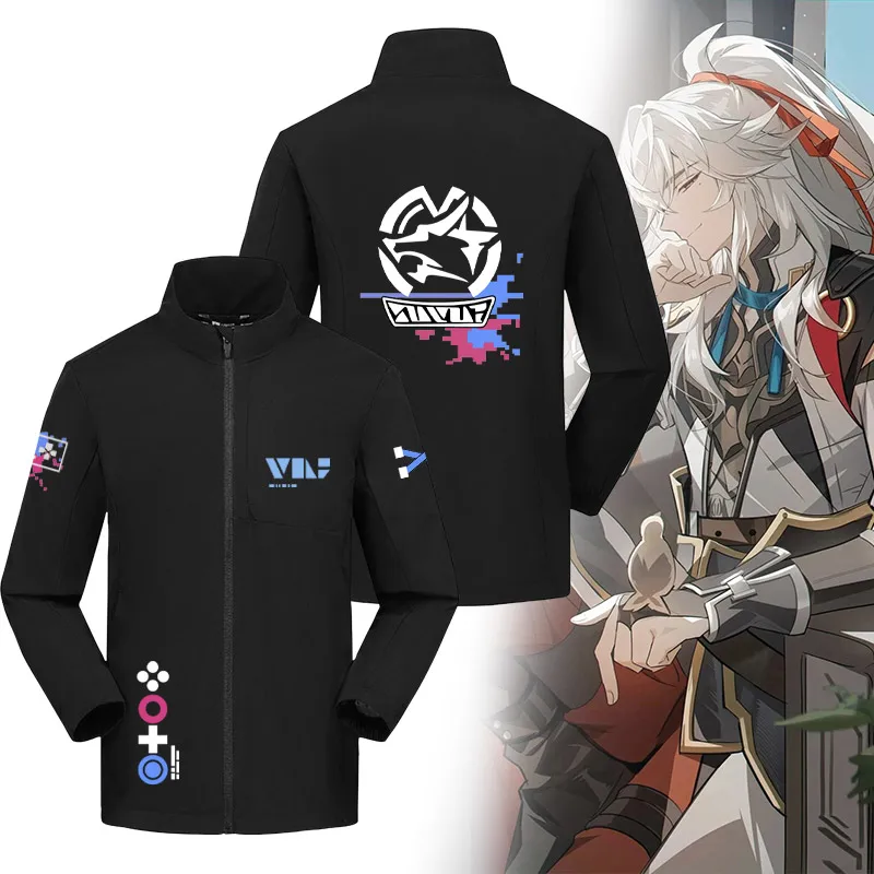 

Мужская повседневная куртка в стиле ретро с мультяшным серебряным волком, с воротником, из полиэстера, для весны, осени и зимы, стандартный крой