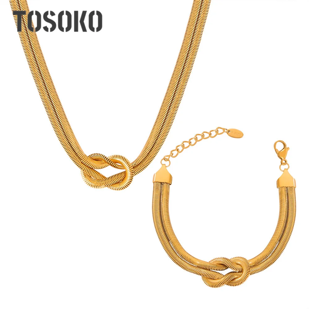 

TOSOKO Stainless Steel Sun Necklace Hoop Earrings for Women Tarnish Resistant Charm Jewelry Set Gift BSP091