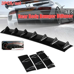 3Pcs Hot Sale Universal Car Rear Bumper Lip Diffuser 7-Fin Shark Fin Style for BMW E60 E46 E90 F10 for Audi A4 B8 A3 S3 A6 Q5 Q3