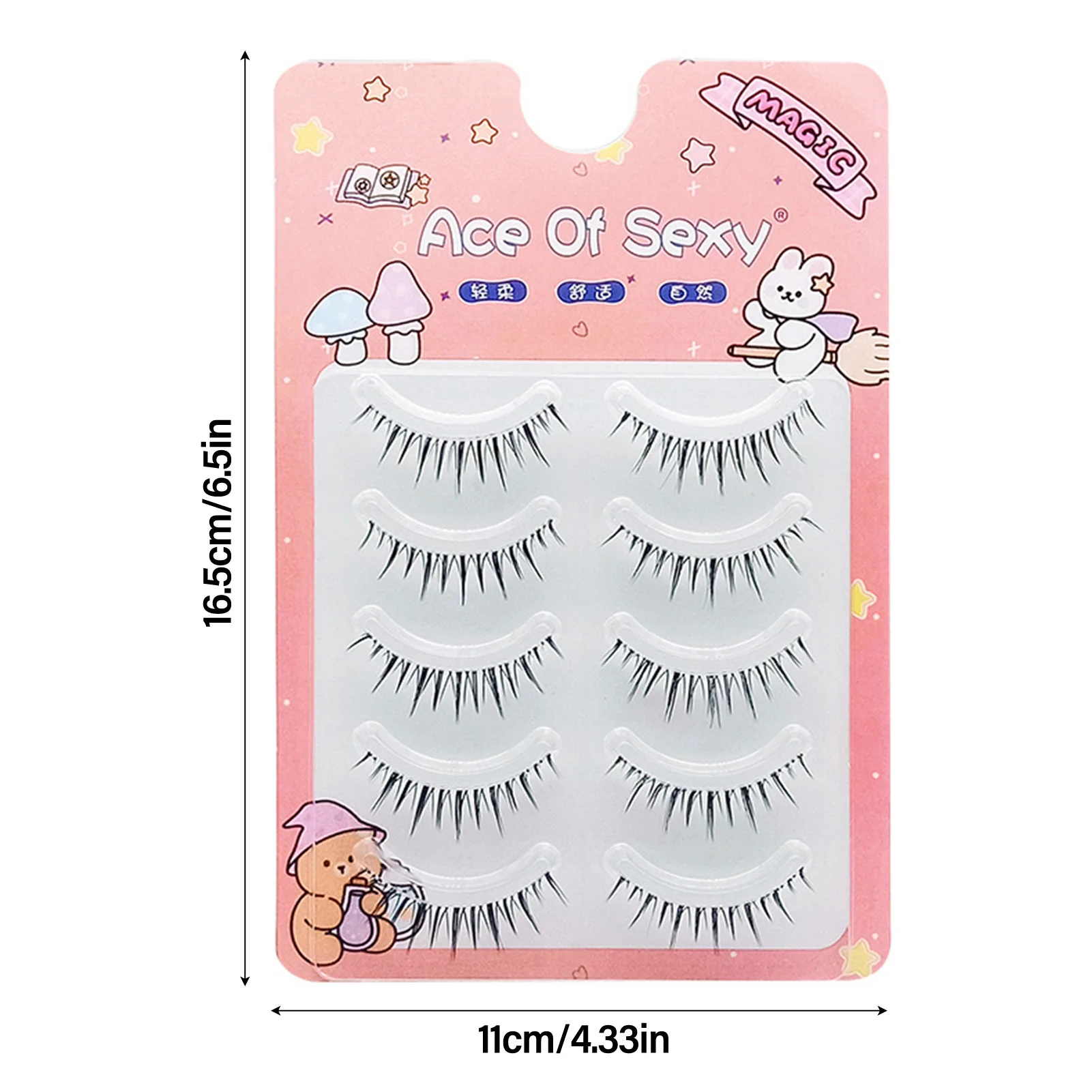 5 paires de faux cils de Type A, cils améliorés en forme de V, tige transparente de 0.14mm, cils naturels doux en vison