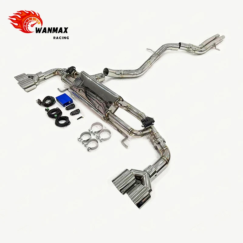 Style Quad Polished Tailpipes for 2016-2019  Q7 3.0T V6, Electronic Valve Exhaust System, In Stock Fast Shipping view 3