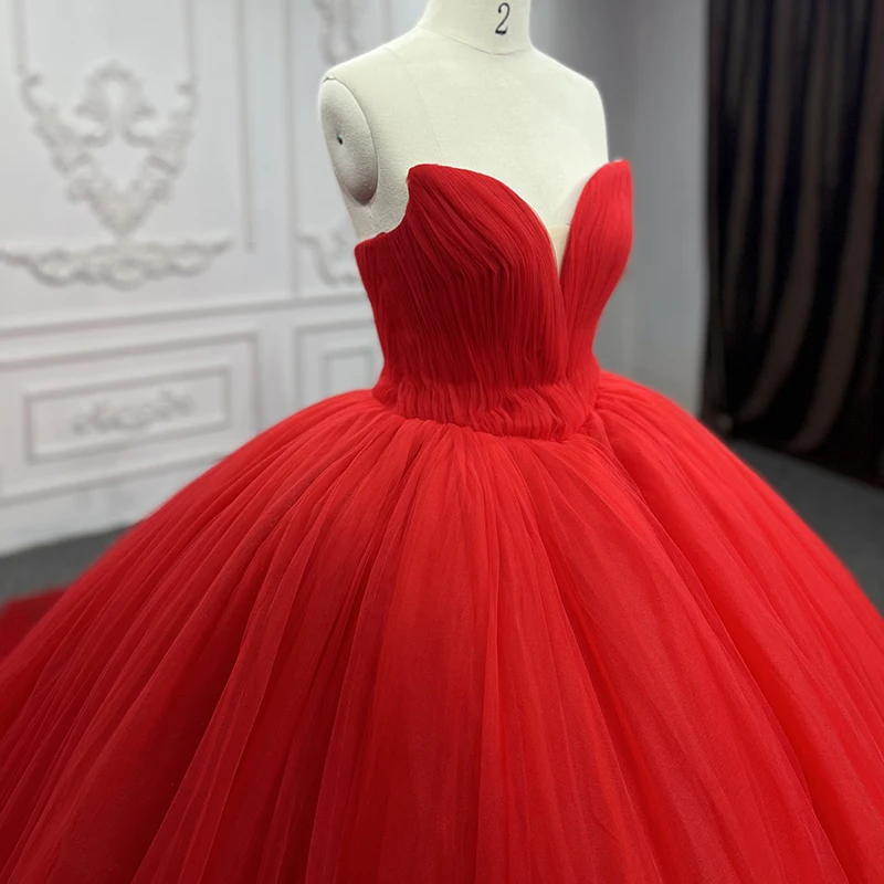 Jancember Wholesale Exquisite Red Quinceanera Dresses 2024 Ball Gown Strapless Court Train Zipper Bar Mitzvah DY7523