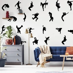22Pcs Break Dancers Hip Hop Dancer Wall Sticker Decal Women Men Dance Music Fans Teen Children Bedroom Playroom Decor