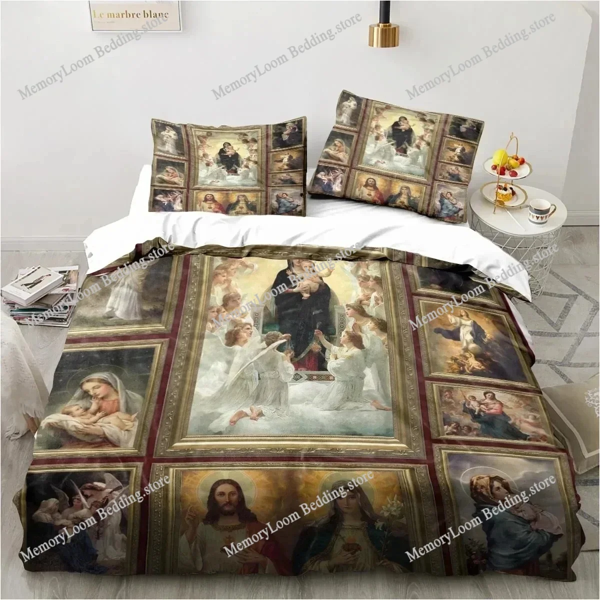 

Jesus Christ Church Mary Christian Religious Bedding Set Duvet Cover Bed Set Quilt Cover Pillowcase Comforter king Queen Size