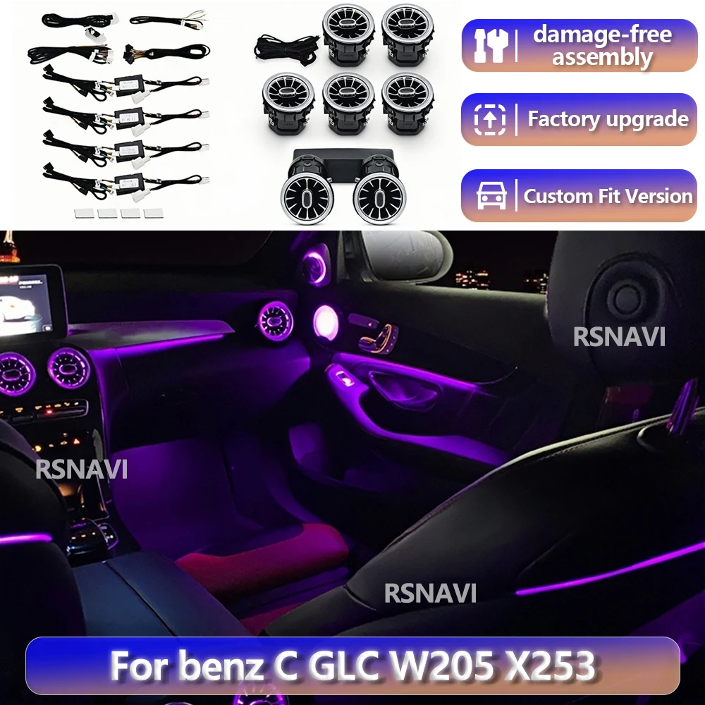 RGB color streamer for Mercedes-Benz C GLC W205 X253 2015 -2 022 Original Module Wiring Car Upgrade Cable 64-color Ambient Light