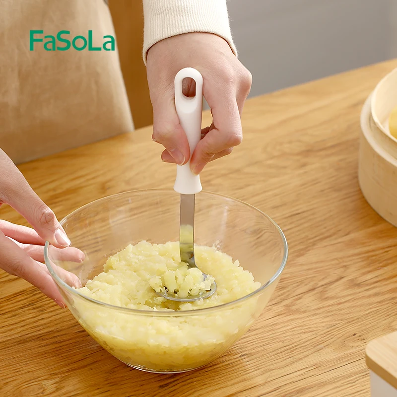 FaSoLa Stainless Steel Potato Mashers Food Ricers Vegetable Fruit Garlic Pumpkin Masher Food Puree Maker Tool Kitchen Gadgets