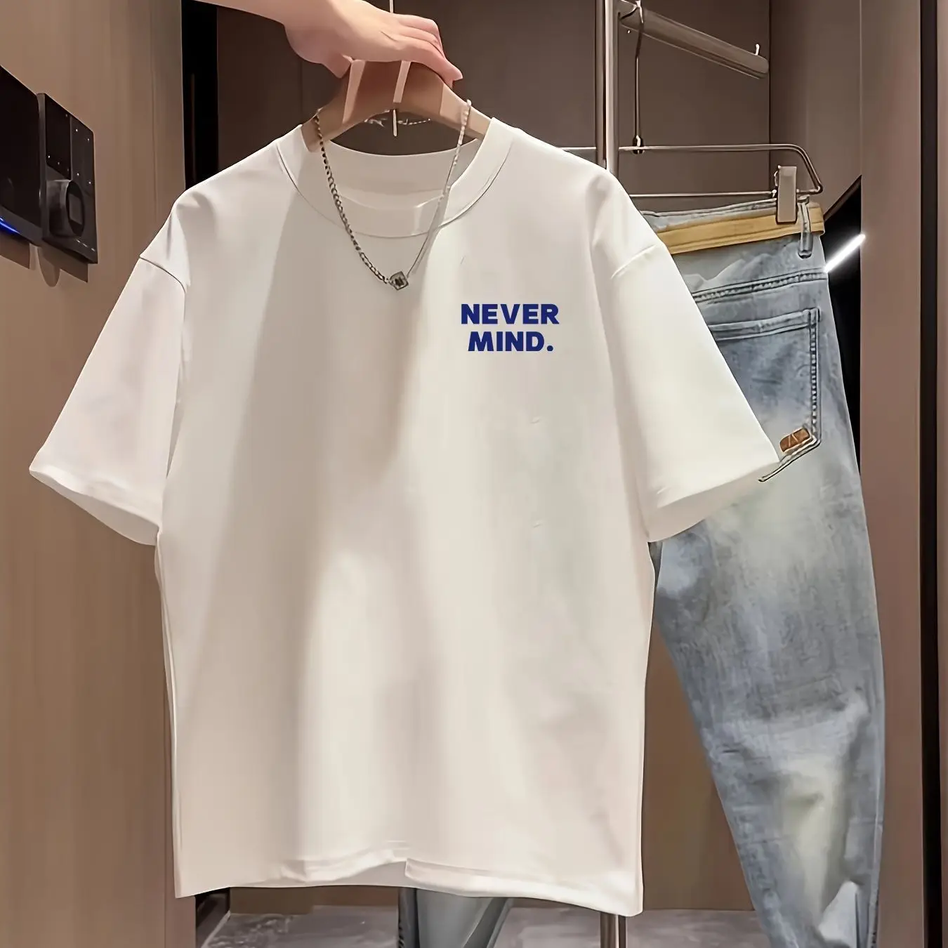 أبدا العقل بسيط إلكتروني طباعة قصيرة الأكمام القطن تي شيرت الرجال والنساء عارضة مريحة أعلى الصيف زوجين تنوعا المحملة #2