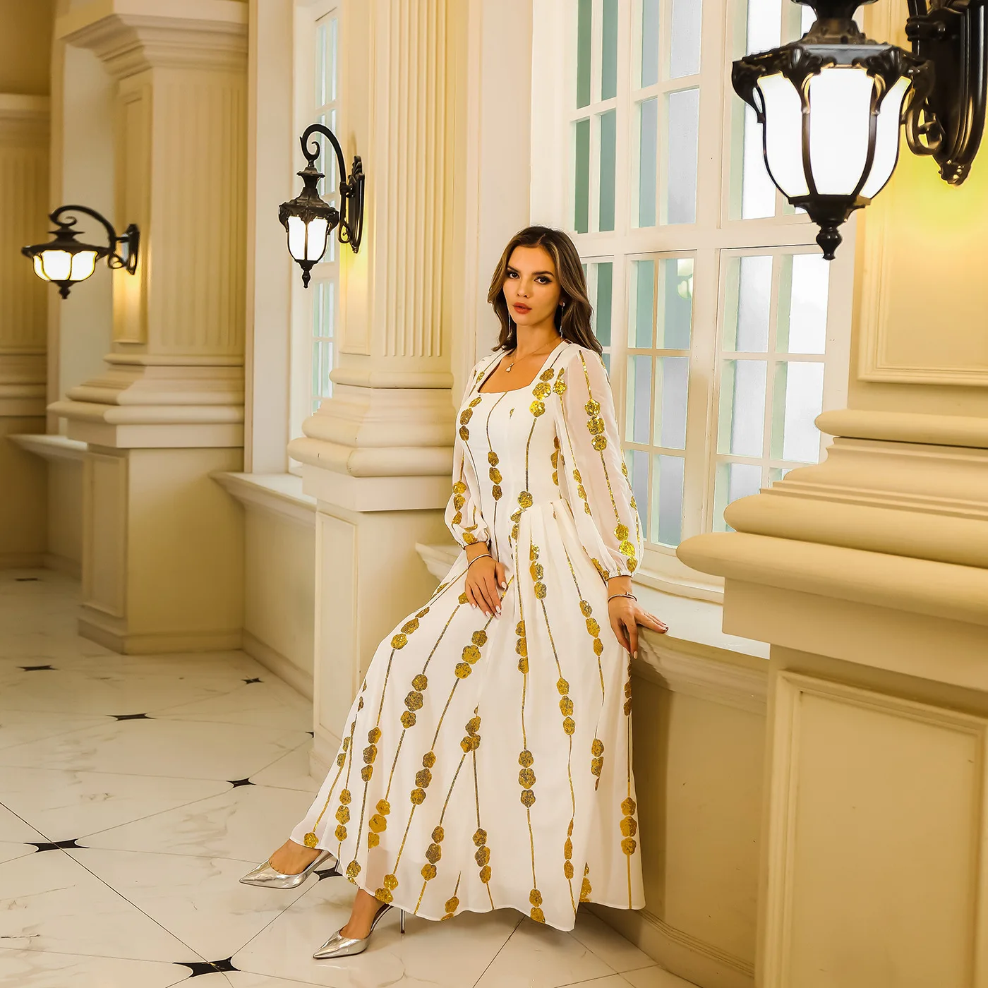 

Middle East Muslim robe women's dress robe fashionable simple elegant luxury resort style high-end banquet party dress