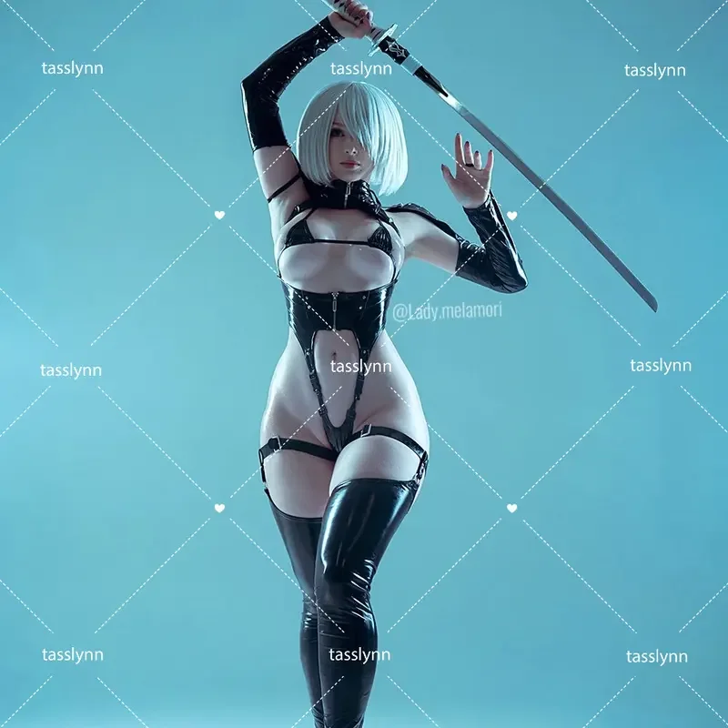 YoRHa 2B cosplay black battle suit cos anime Nier cosplay costume leather set hot sexy lingerie black Chi-pounds women smoked