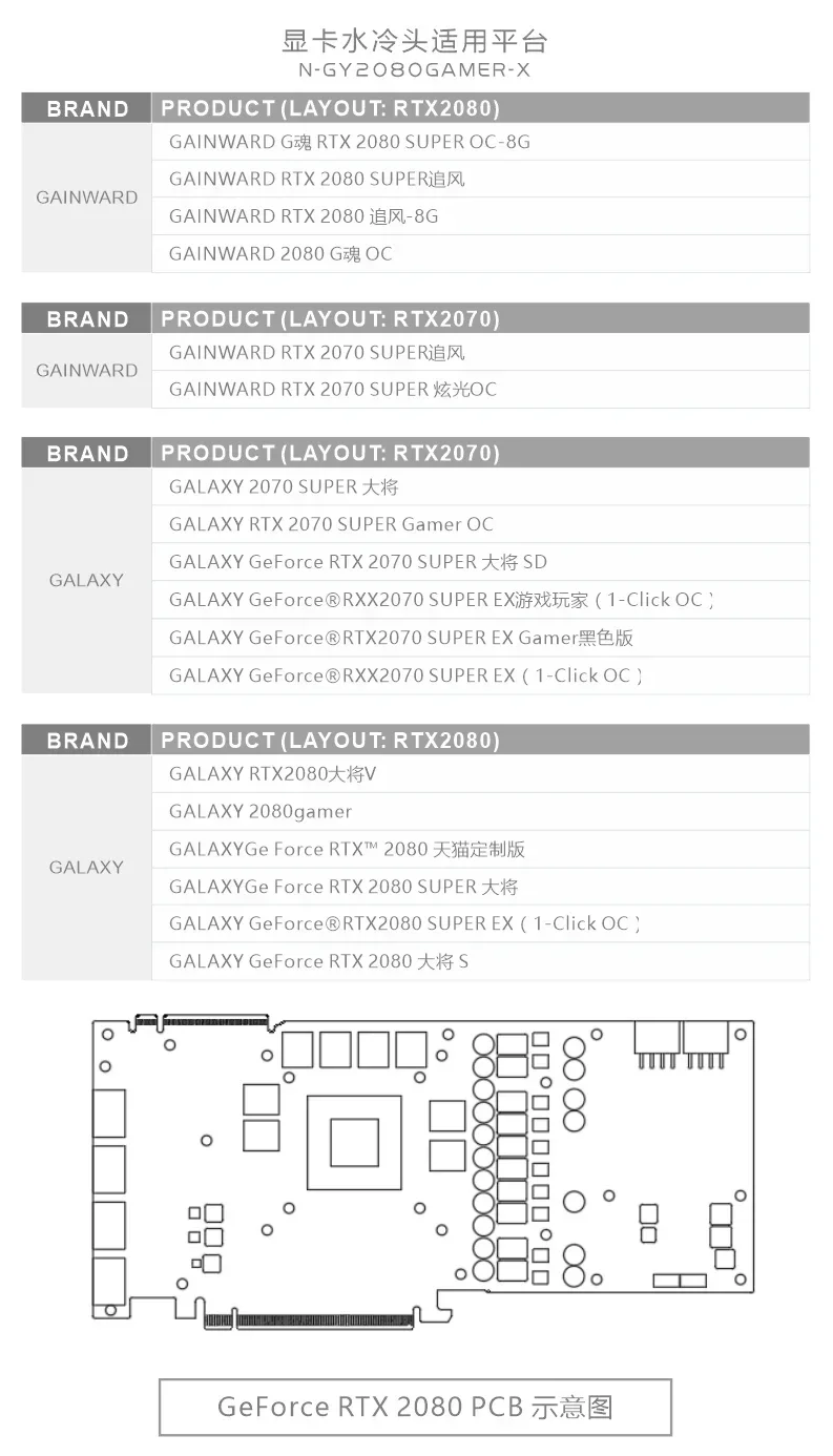 Bykski GPU Water Block For GALAX/GAINWARD GEFORCE RTX 2080 2070 GAMER/Super Graphics Card,VGA Liquid Cooler N-GY2080GAMER-X