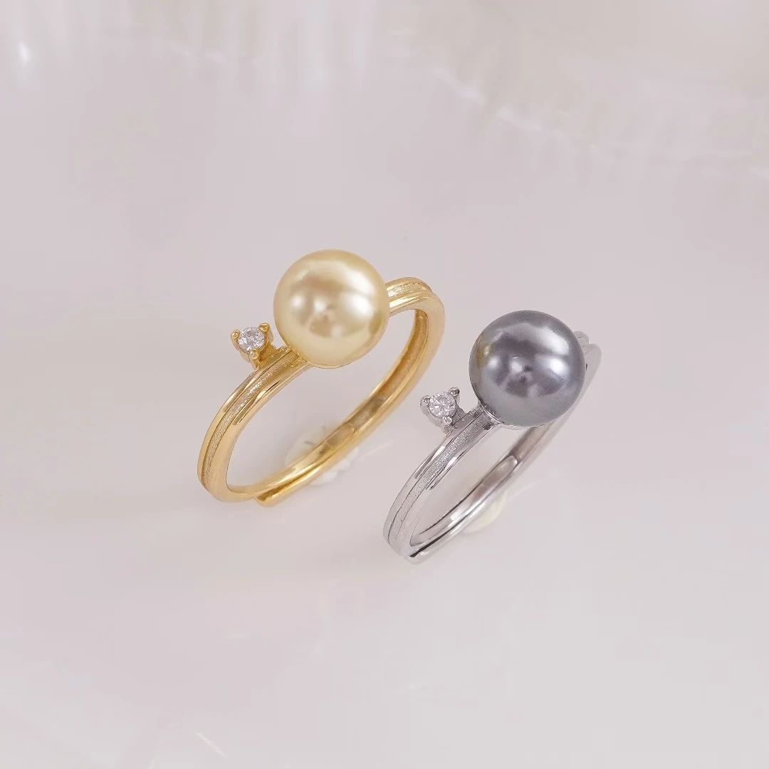 

S925 Sterling Silver Adjustable Finger Ring Mountings Base Setting Findings Jewelry Components for 7-8mm Pearls 3pcs/lot