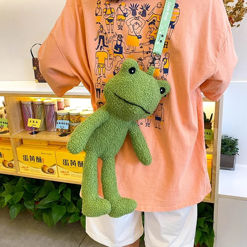 Cute Plush Bag Women Girls Shoulder Bag Cartoon Frog Messenger Bag Crossbody Plush Doll Student Kids School Bags Phone