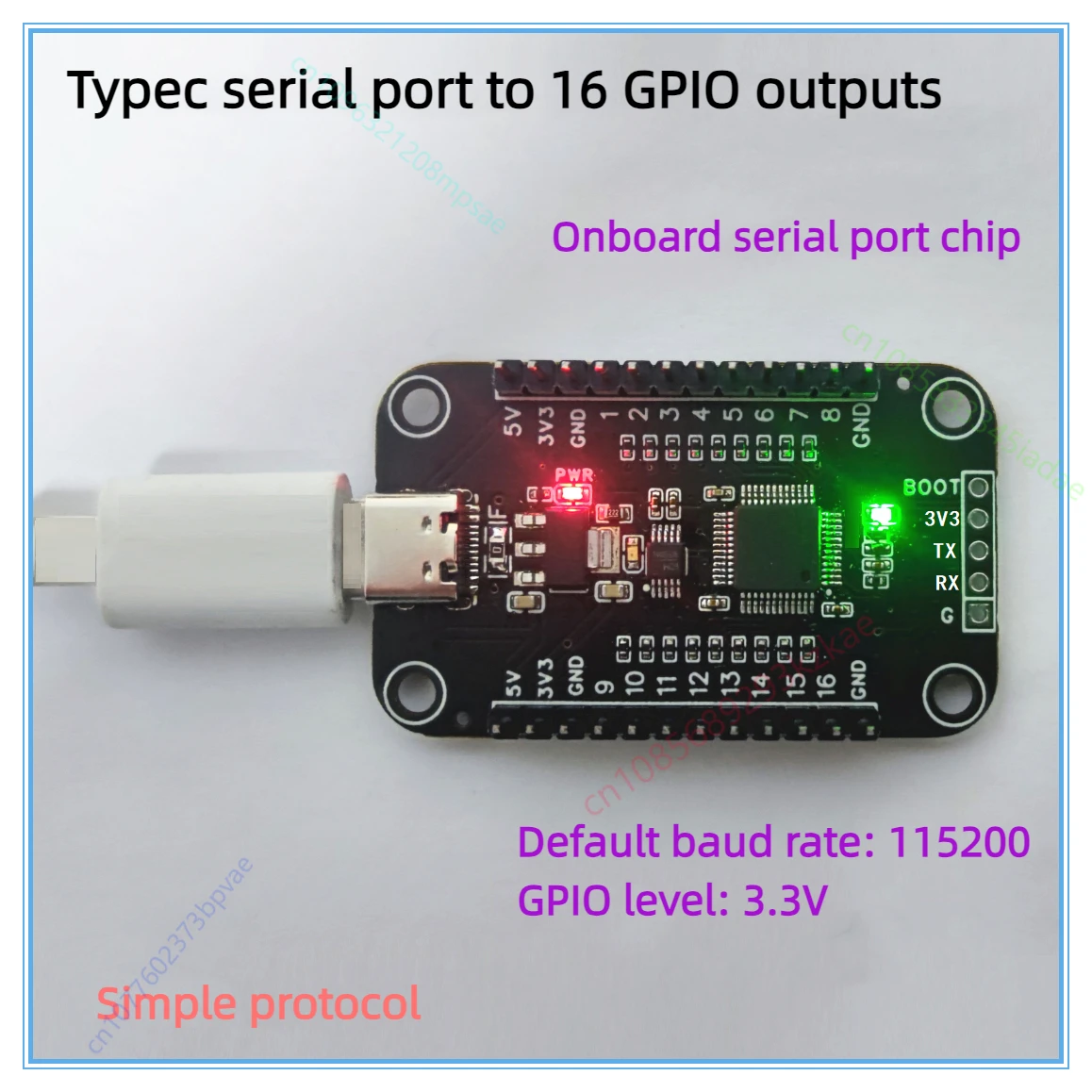 

USB на выход 16 GPIO Входной последовательный порт ШИМ на 16 GPIO Уровень 3,3 В 5 В