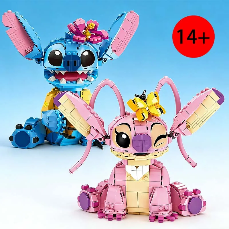 

Disney Stitch Building Blocks Large Piece Toy with Moving Ears Kids Assembly Gift