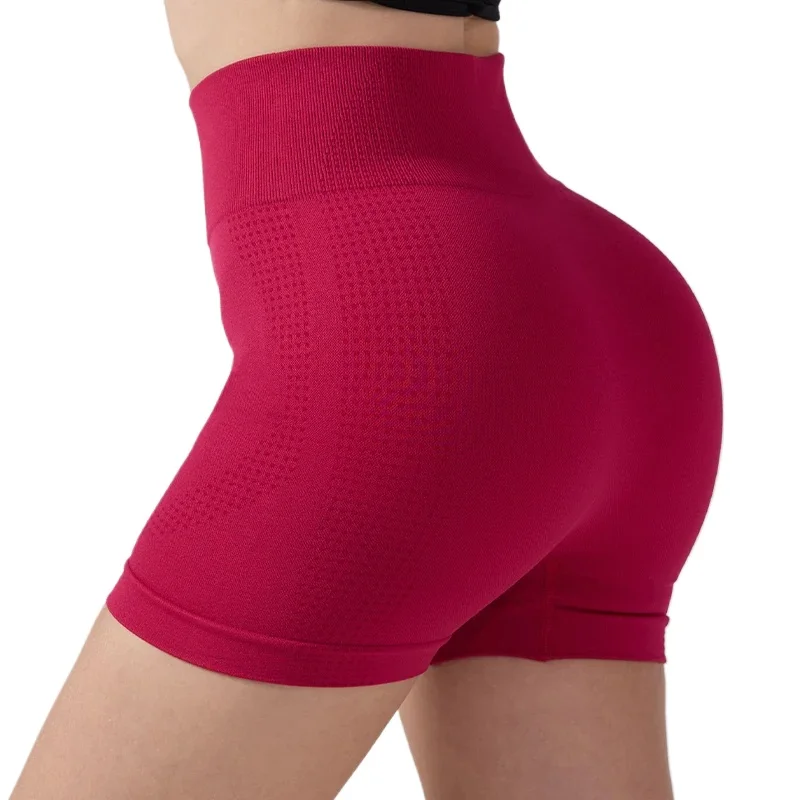 Mulheres pêssego hip fitness shorts de três pontos ciclismo esporte respirável elevador quadris calças apertadas cintura alta treinamento yoga shorts
