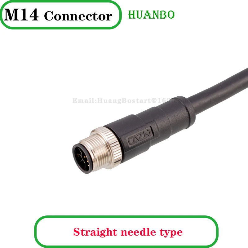 M14 molded plug pin hole waterproof connector straight bend aviation plug 5A current data signal