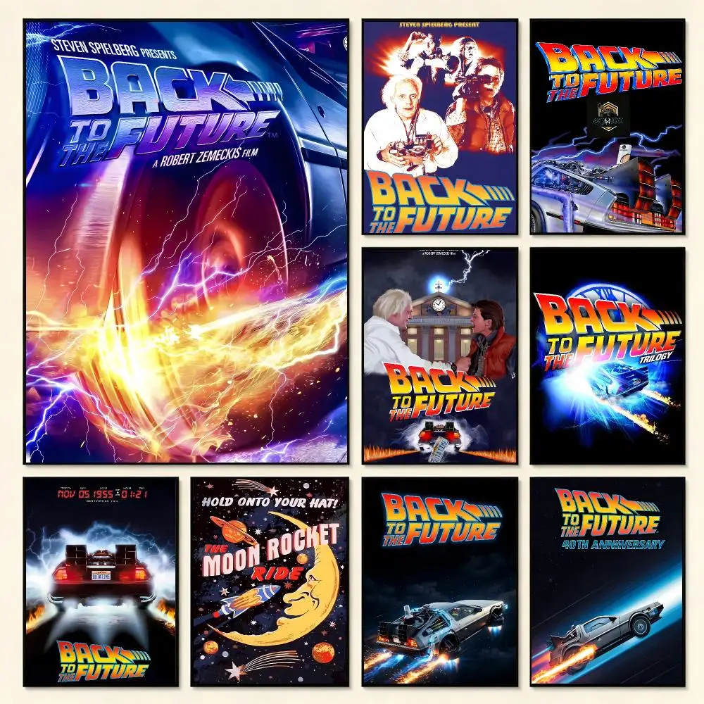 Playful Retro Classic Sci-Fi Movie B-Back To The Future Poster Self Adhesive PP Wall Art No Frame Bedroom Playroom Decor