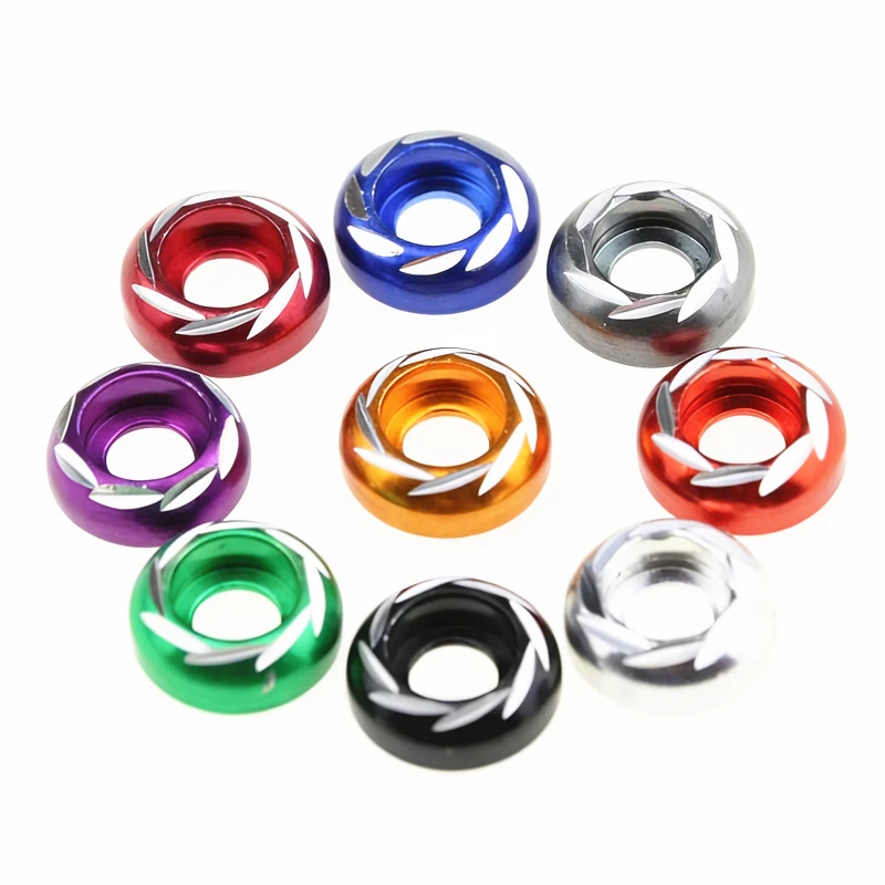 10pcs Universal Colorful Aluminum Alloy 6mm License Plate Washer Set for Motorcycles Car ATV Dirt Bike