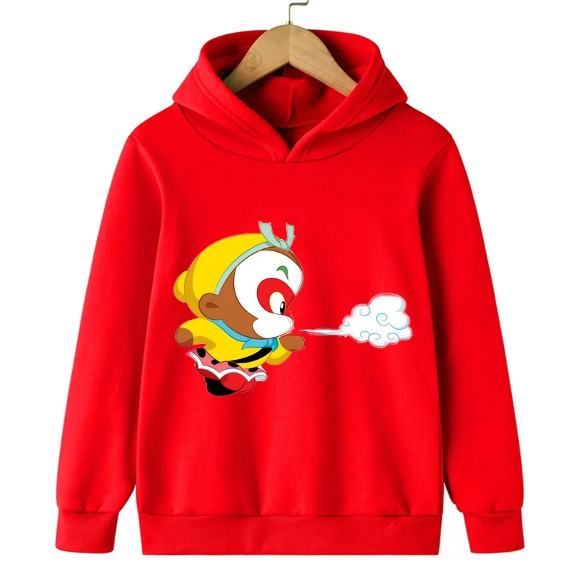 2024 Cartoon The Monkey King Print Kids Boys Hoodies Sweatshirts for Spring Autumn New Coats Teenager Boy Clothes Kid Girls Tops