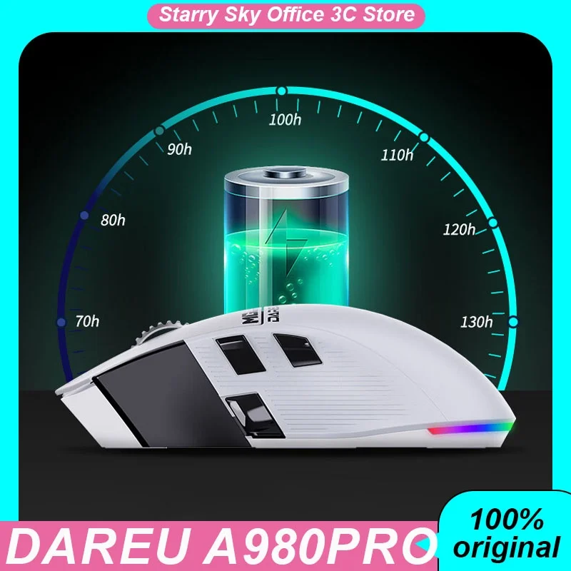 Dareu A980pro Wireless Mouse Electric Engine Version Bluetooth 3mode Equipped With Charging Dock Wired 8k Laptop Gaming Mouse