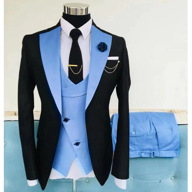 

3 Piece Men Suits Slim Fit with Notched Lapel Wedding Tuxedo Groomsmen Fashion Costume Jacket Waistcoat Pants 2023