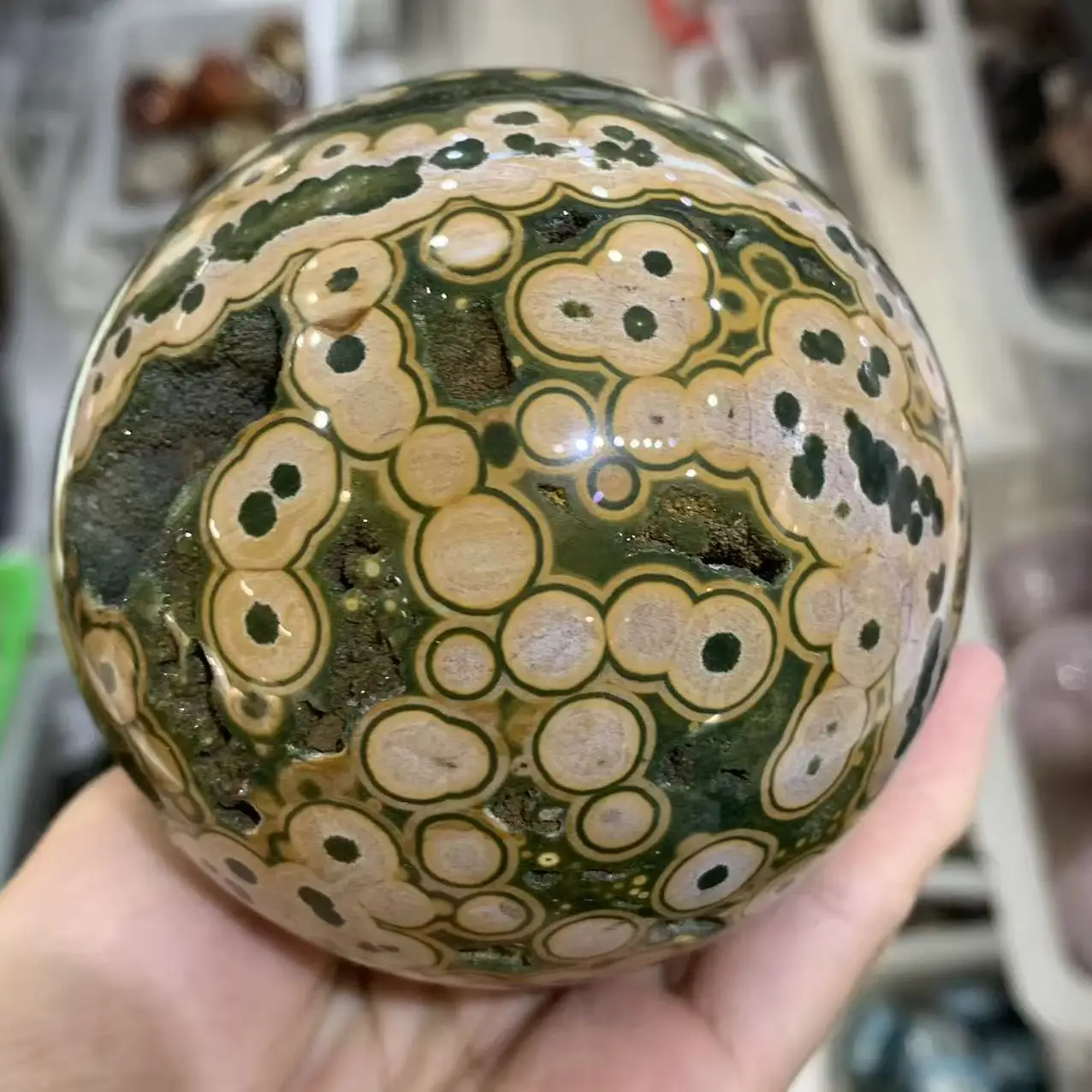 

Natural Ocean Jasper Crystal Quartz Energy Ball, Spiritual Healing, Gift, Home Decoration, Demagnetization, Meditation