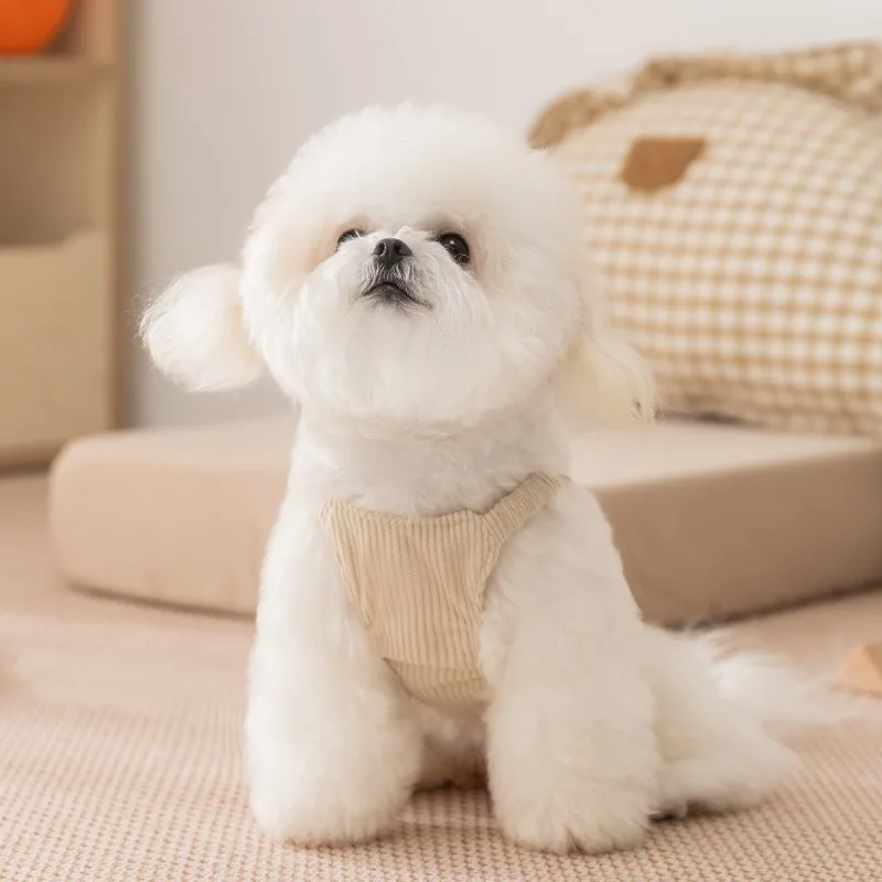 

Corduroy Dog Dress Suspender Vests For Small Dogs Bichon Poodle Teddy Cute Pocket Warm Soft Stain Resistant Autumn Winter Outfit