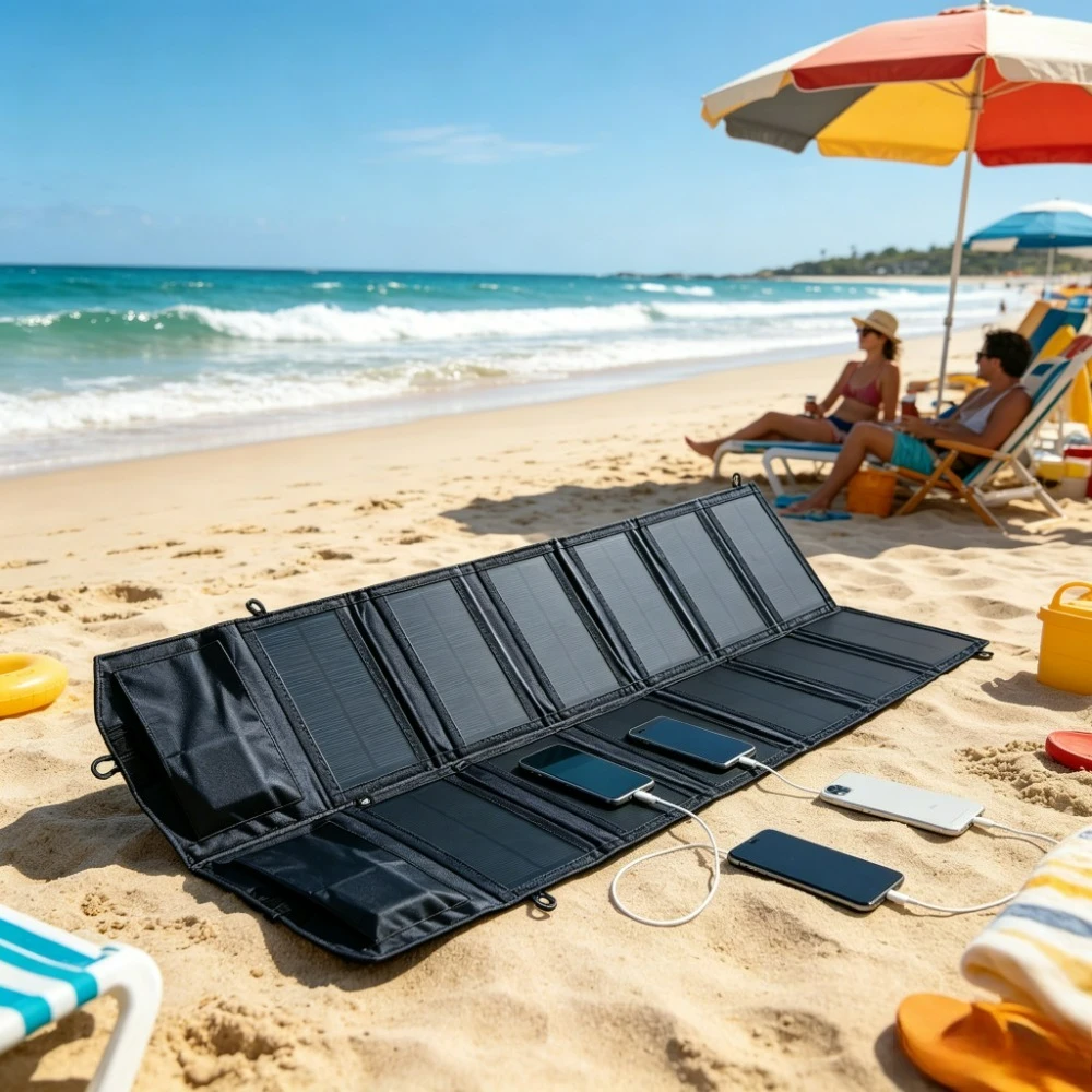 Carregador Solar Portátil e Dobrável de 70W 100W para Emergências, Camping e Hiking, à Pro