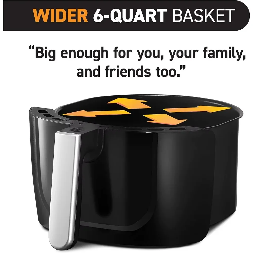 

Air Fryer Oven Digital Display 6 Quart Large AirFryer Cooker 12 1-Touch Cooking Presets,1500w Power, Stainless Steel