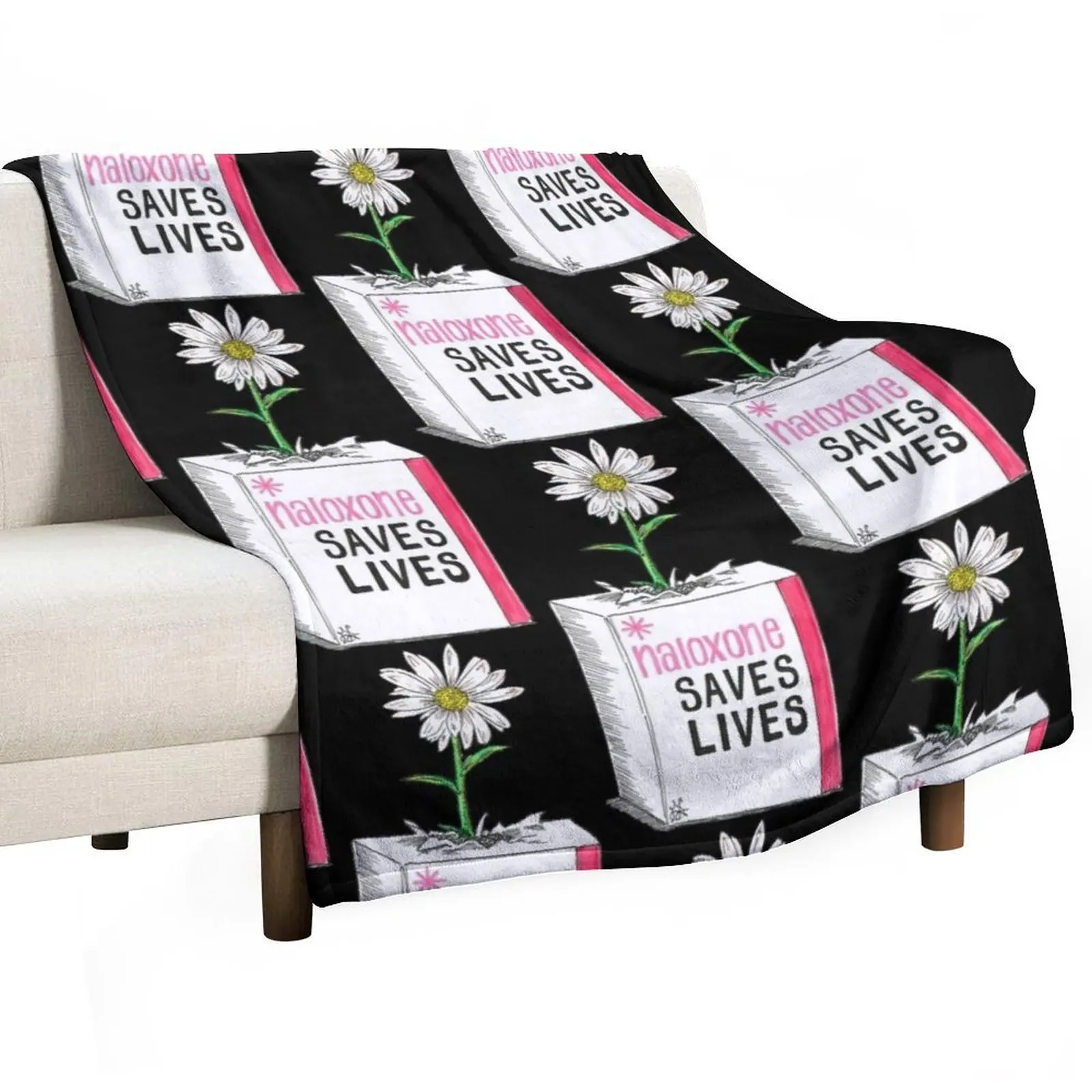 Narcan/Naloxone Box - Overdose Awareness Throw Blanket Plush manga Fashion Sofas Blankets