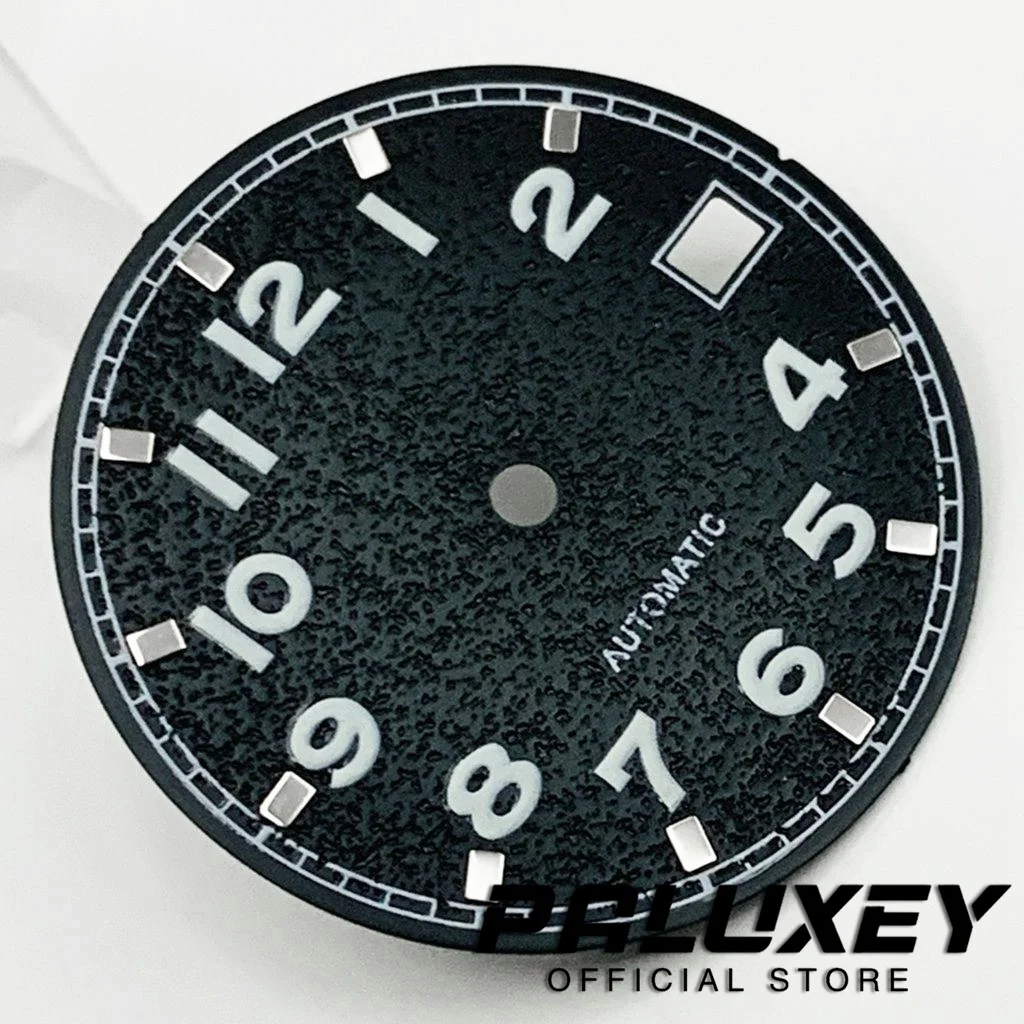 Nh35 29 مللي متر ساعة سوداء معقمة الطلب الأخضر مضيئة ووتش وجوه لحركة NH35/4R/7S استبدال أجزاء