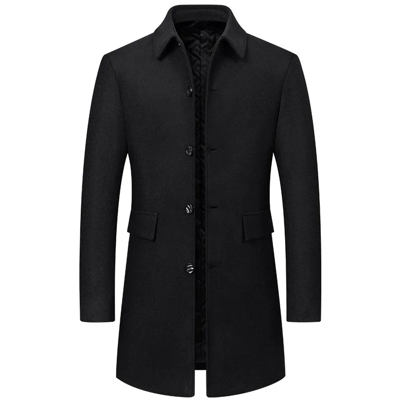 

Winter Coat Men Autumn Solid Turn-Down Collar Wool Long Jacket for Men New Business Casual Keep Warm Outerwear