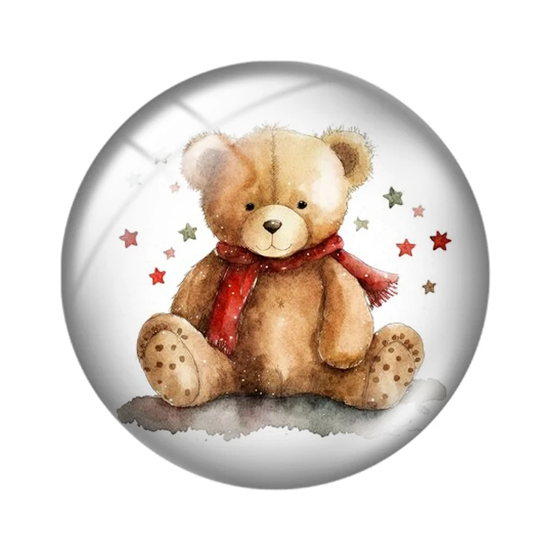 Vintage Cute Teddy Bear 10pcs 12mm/18mm/20mm/25mm Round photo glass cabochon demo flat back Making risultati