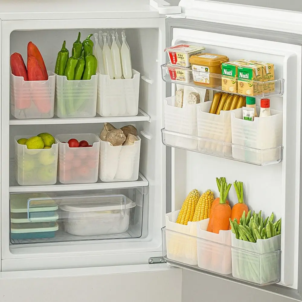 Plastic Refrigerator Organizer Bin Stackable Transparent Food Fridge Storage Box Door Organizer Pantry Container