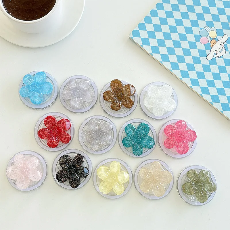 

Магнитный держатель-подставка для телефона с объемным цветком и блестками, расширяемый, для рабочего стола