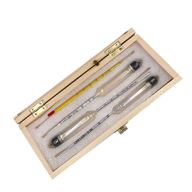 Accurate Alcoholmeter Concentration Meter Wine Measuring Tool Set  Vodka Whiskey Hydrometer Meter In Wooden Box