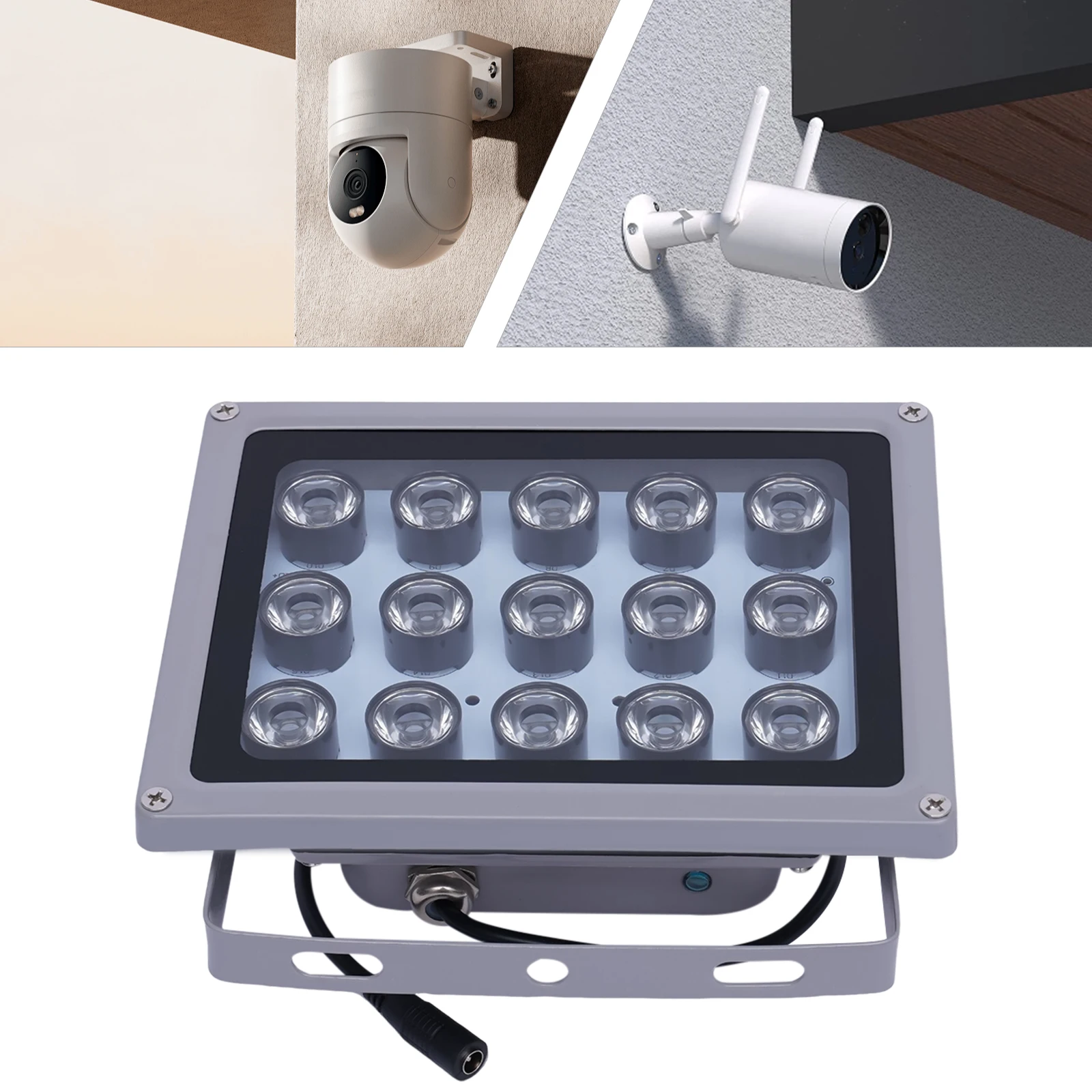 Illuminatore a infrarossi da 30 W 15 perline LED Distanza di visione notturna da 100 m Lunghezza d'onda 850 nm Alimentatore DC12V Alluminio impermeabile