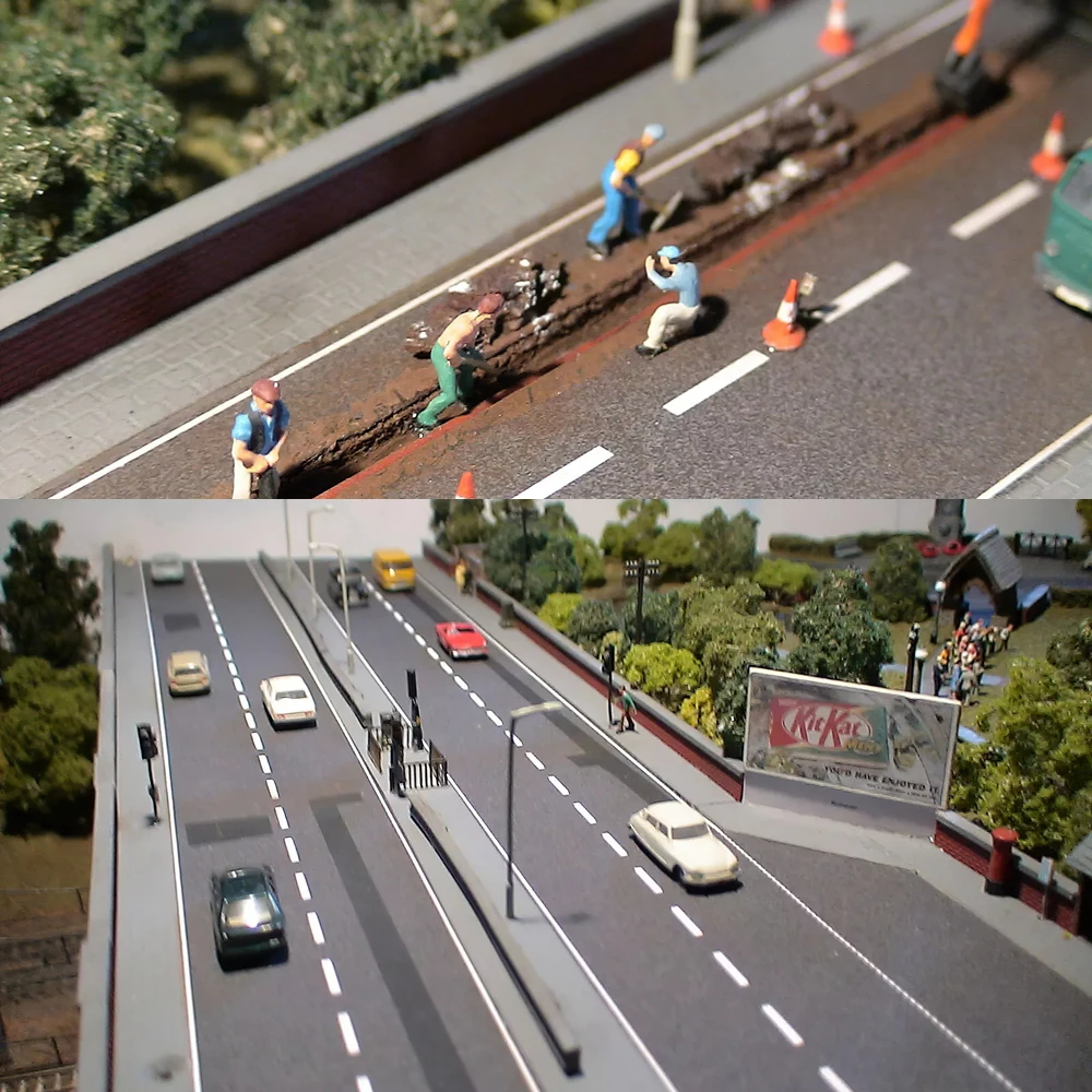 1/3Pcs N Scale City Roads Model Train Scenery Sheets Straight Road Sheet 50cm Long 4cm Width