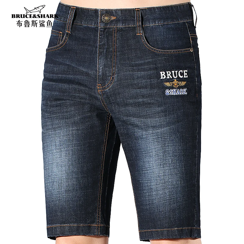 

New Men‘s Short Jeans Bruce&Shark Summer Stretch Soften Cotton Denim Shorts Men Knee Length Casual Fashion Straight Jeans Size42