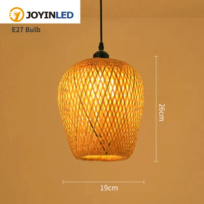 

High Quality Handwoven Natural Rustic Asian Pendant Rattan Bamboo Lamp Shade Light Housing Bamboo Lantern Hanging Light