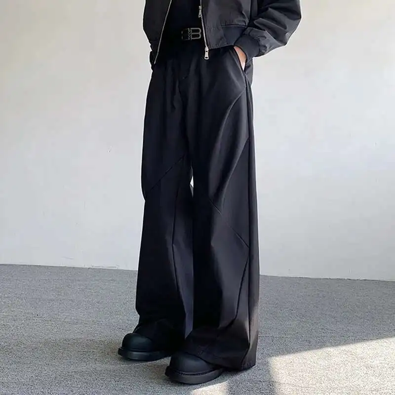 Male Pants Split Pleated Diamond Shaped  Loose Casual Suit Trousers Wide Leg Threedimensional Men's Wear Winter New
