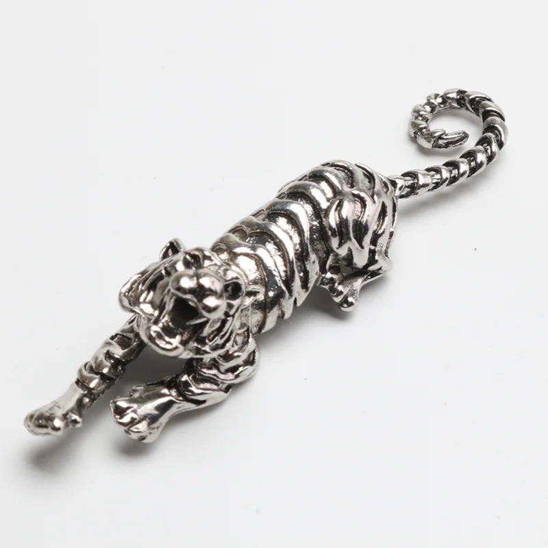 Punk Antique Silver Color Large 3D Roaring Tiger Pendant DIY Charms Necklace Jewelry Handicrafts Making 65*13mm P1117