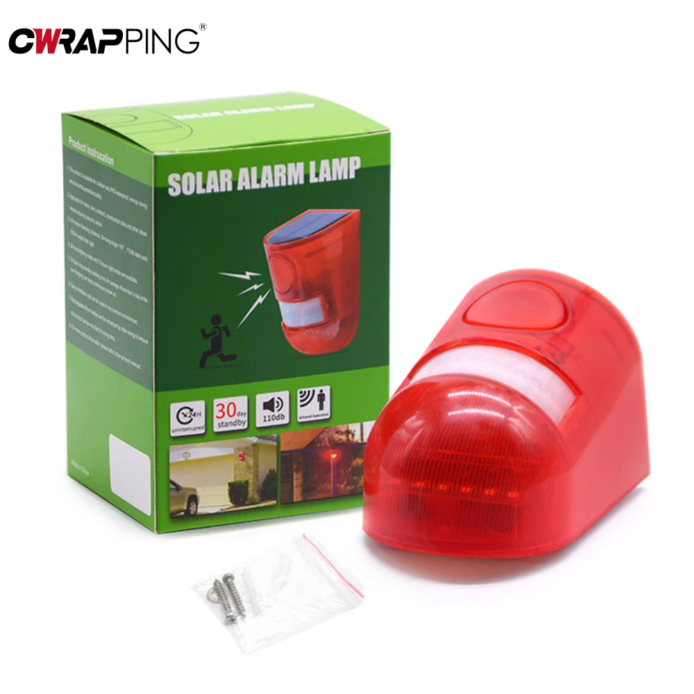 Outdoor Solar Infrared Motion Sensor Alarm 129DB Siren Strobe Light IP65Waterproof Villa Farm Yard Garden Security Alarm System