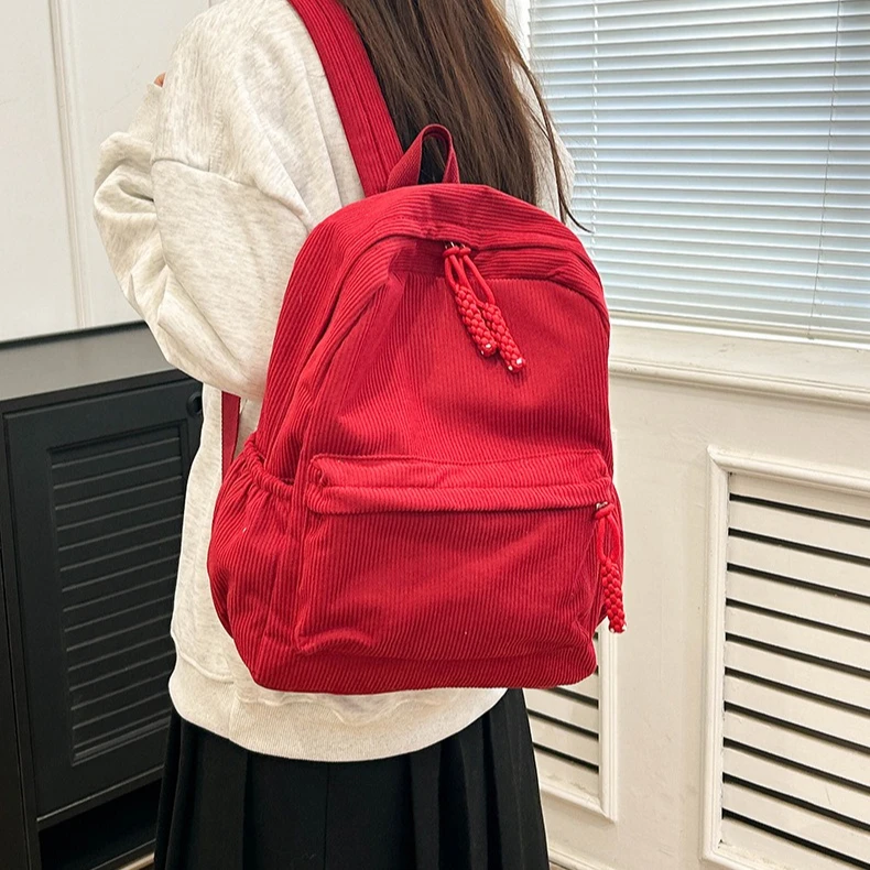 Backpacks New Fashion Corduroy Colorful Women's Backpack Small School Backpack Travel Backpack Cute Casual Mini Trendy Vintage