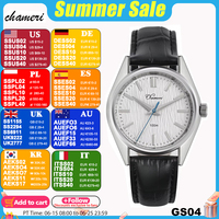 Chameri GS04 Vintage 37mm Quartz Watch VH31 Sweep Second Movement Sapphire Crystal Stainless Steel Waterproof Leather Watches