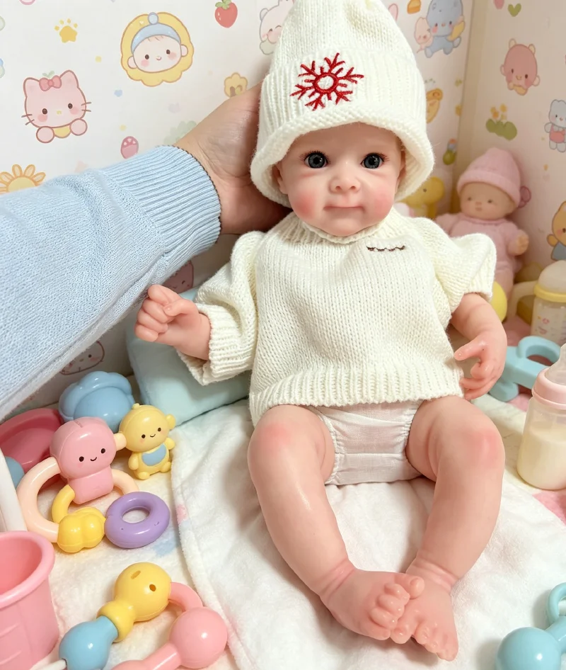 

33cm Reborn Bettie Realistic Soft Elastic Solid Platinum Silicone Doll with Hand-Painted Hair 3D Skin Soft Touch Baby Girl